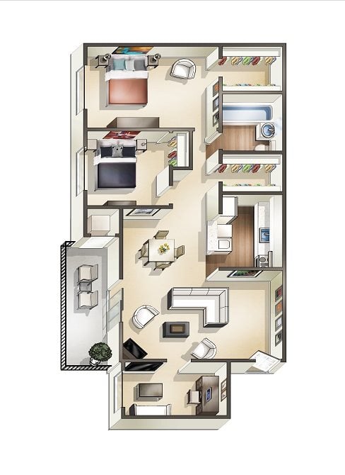 2 BDRM w DEN Floor Plan 3